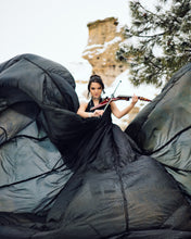 Load image into Gallery viewer, Black Halter Style Parachute Dress