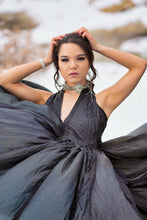 Load image into Gallery viewer, Black Halter Style Parachute Dress